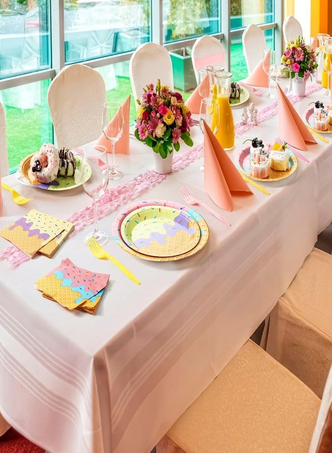 Layhit 160 Pcs Ice Cream Party Decorations - Birthday Party Plates, Napkins, Forks Disposable Tableware Set - Sweet Summer Party Supplies - Image 5
